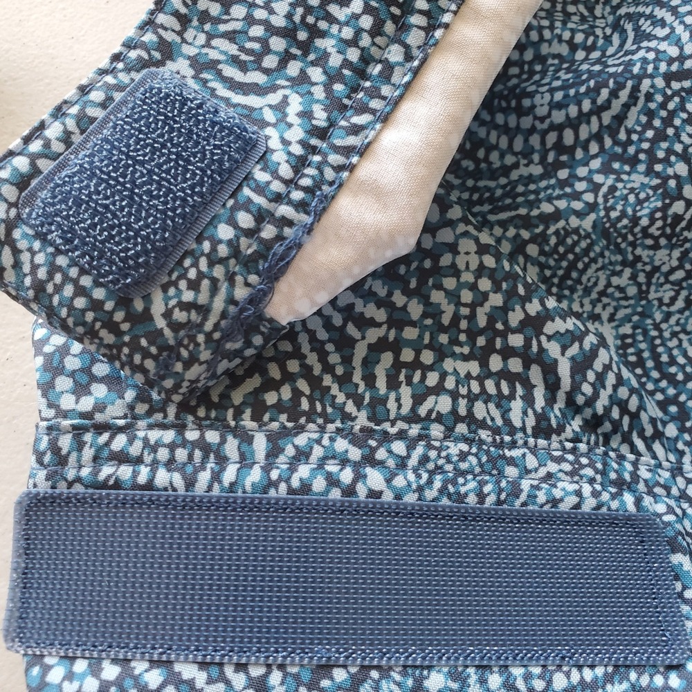 RipSkirt Hawaii Blue Batik Geometric Mosaic Wrap Skirt Quick Dry Travel Sz Large - Picture 2 of 10